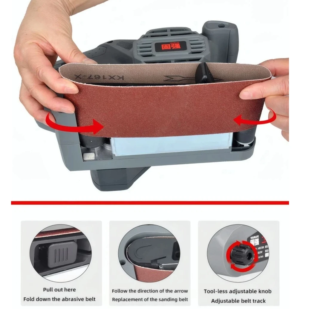 

HBS78B Belt Sander Portable Sander Tank Flat Flat Sanding Machine Small Polishing Machine Woodworking Home Sandpaper Machine