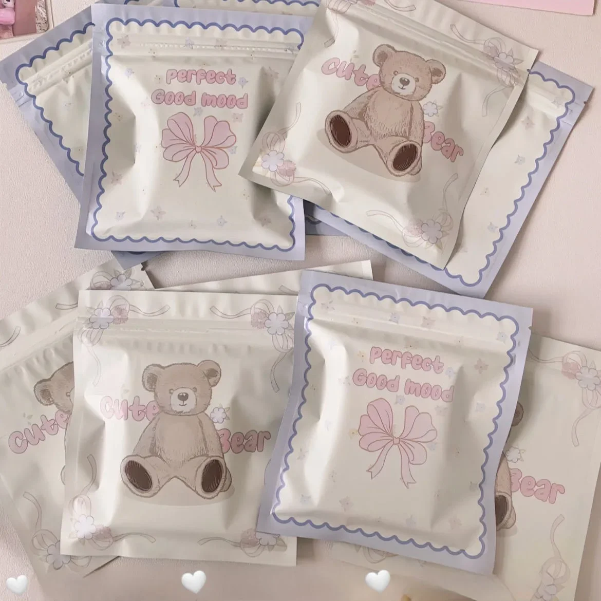 20Pcs Cute Fairy Bear Bow Matte Ziplock Bag Girl Gifts Kpop Photocard Packaging Homemade Blind Bag Material Girls Desk Organizer