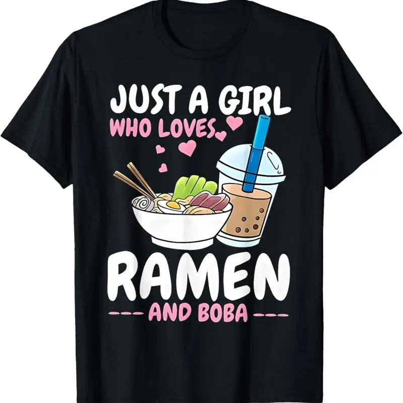 Sólo una chica que ama Ramen y Boba Bubble Tea camiseta japonesa