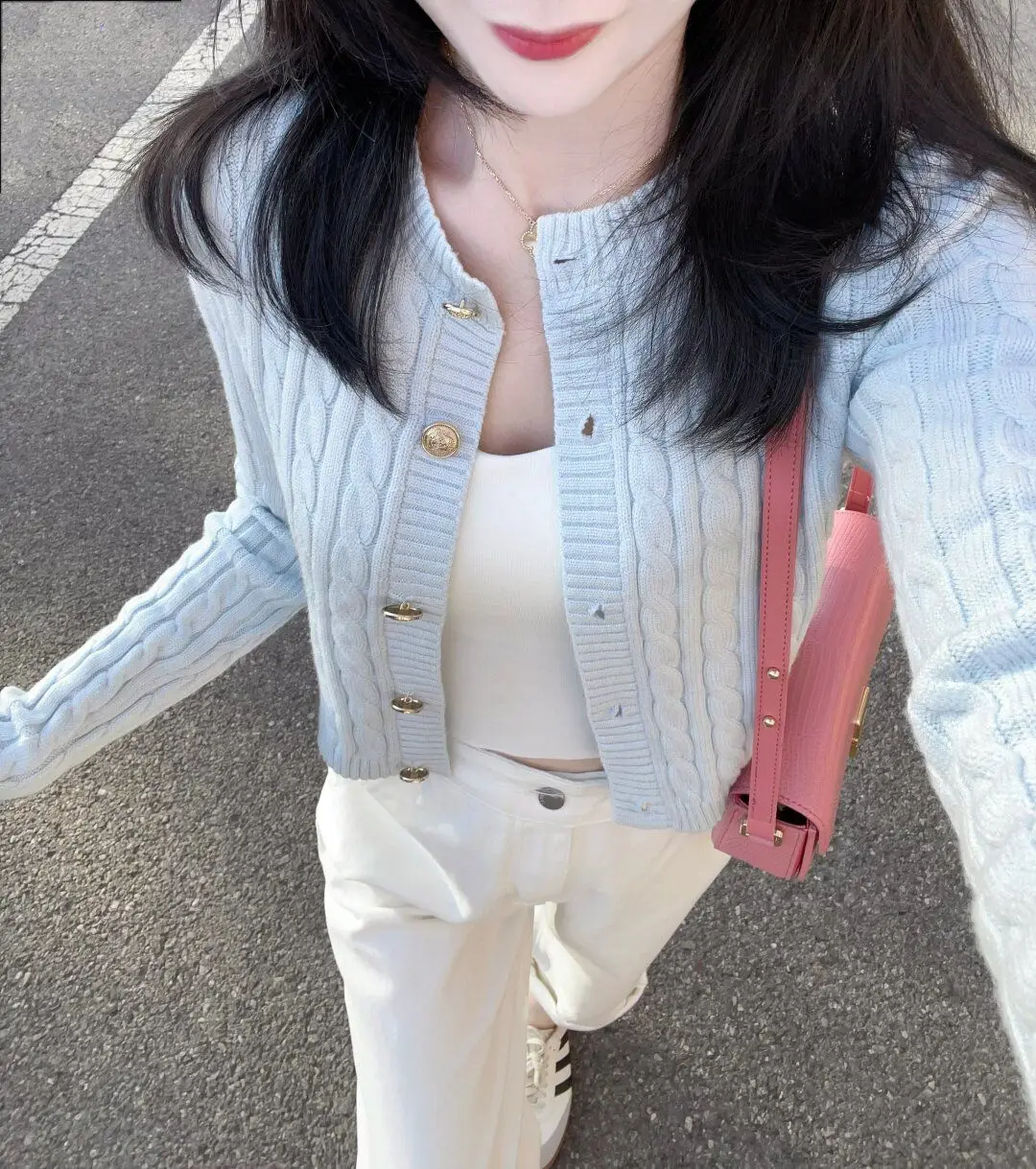 

Весенне-осенний Новый синий вязаный короткий кардиган, женский свободный и универсальный Тонкий Мягкий Топ с длинным рукавом