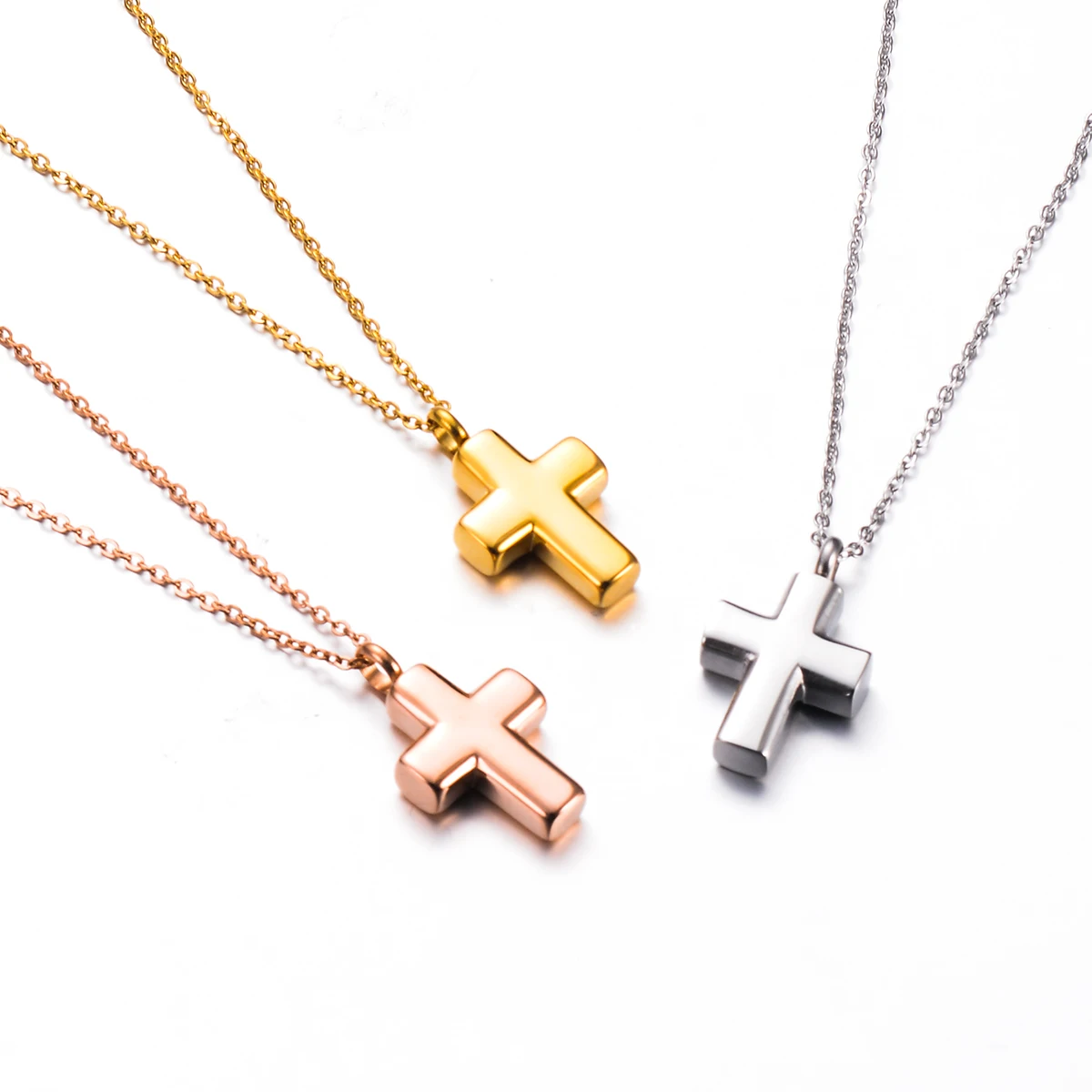 Edelstahl-Andenken-Schmuckstück, religiöses Kreuz, christliche Ewigkeitsurne, Halskette, Urne für Einäscherungsasche, Anhänger – Detail 5