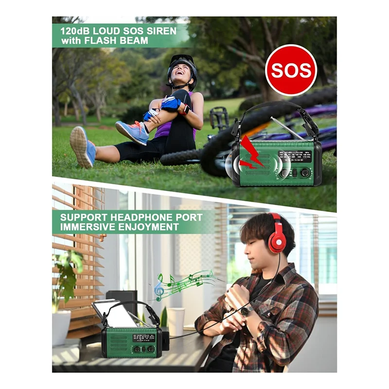 

B04C-20000Mah Solar Hand Crank Emergency Radio, NOAA/AM/FM, Cell Phone Charger, Lamp, Flashlight & SOS