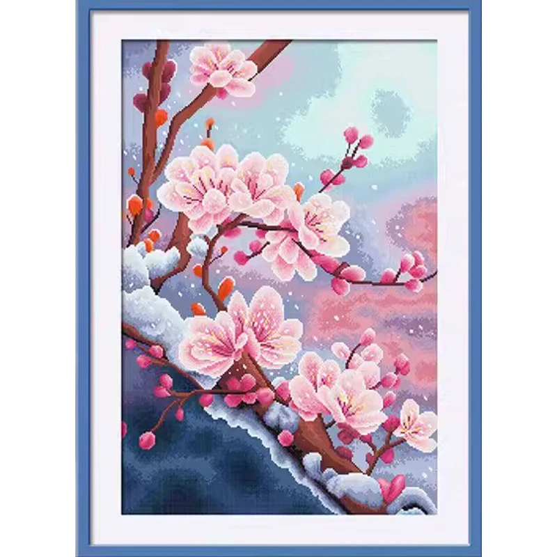 

11ct 59X82cm Plum blossom Pre-Printed Cross Stitch DIY Embroidery Set Handmade Handicraft Floss Needle Crafts 51 Colors