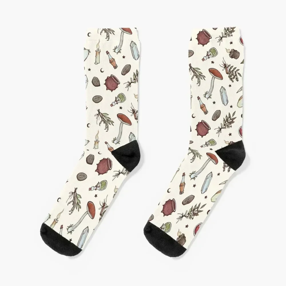 Witchy Pattern Light Socks with print winter gifts halloween Heating sock Men Socks Women's