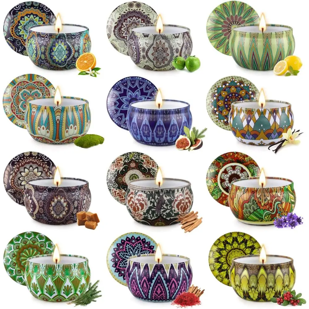 

12-Pack Soy Wax Aromatherapy Candles, 300-Hour Scented Candles for Home, Ideal Birthday Gifts for Women