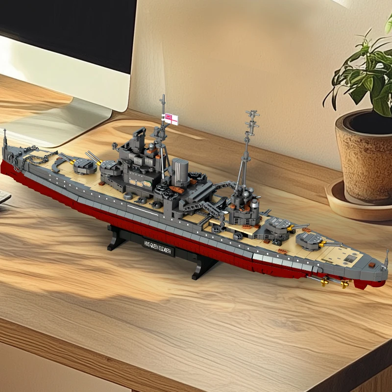 2277 pçs militar segunda guerra mundial navio de guerra batalha barco blocos de construção define a elizabeth classe battleships tijolos brinquedo para crianças gitfs