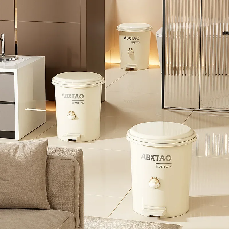 Бытовой мусорный бак для гостиной, ванной комнаты с крышкой, пресс-корзина для бумаги, высокий внешний вид, супер милый мусорный бак Longbao