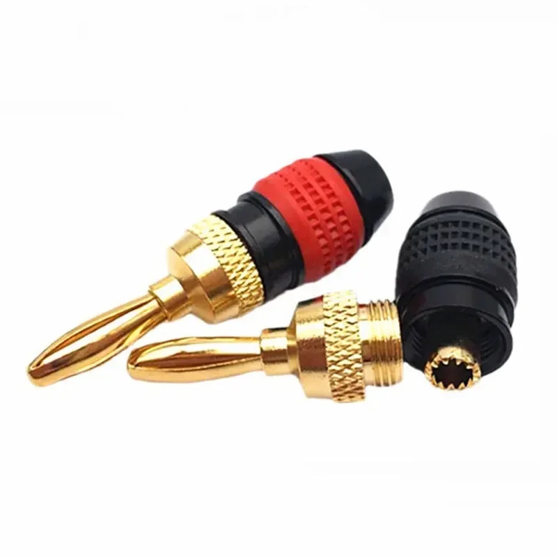 24K Gold Plated Banana Plugs HiFi Audio Speaker Connectors for Amplifier High End Speaker Wire