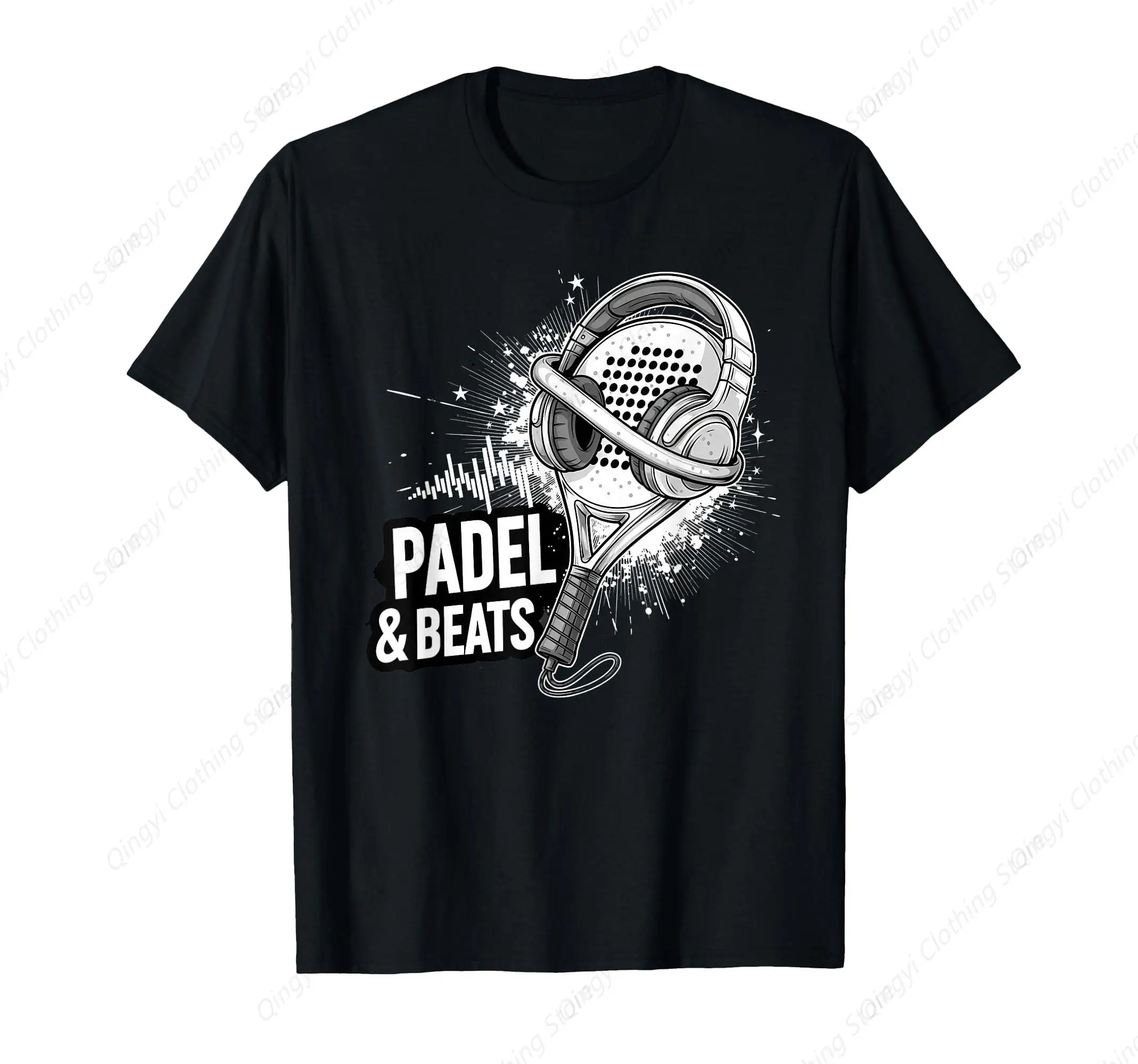 

Padel and Beats White Graphic for Music Fans Art T-Shirt
