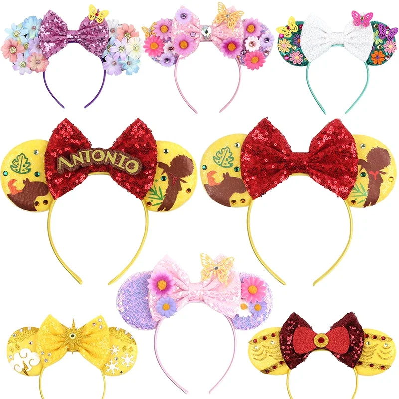 

Disney Mickey Mouse Ears Headband Women Kids Hair Accessories Flower Butterfly Encanto Headbands for Girls Sequins Bow Hairbands