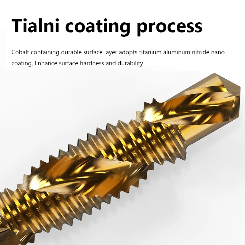 CNC Titanium Coating Cobalt Screw Tap Drill Bit M2 M2.5 M3 M3.5 M4 M5 M6 M8 M10 M12 Metric Straight Flute Thread Tap CNC CUTTER