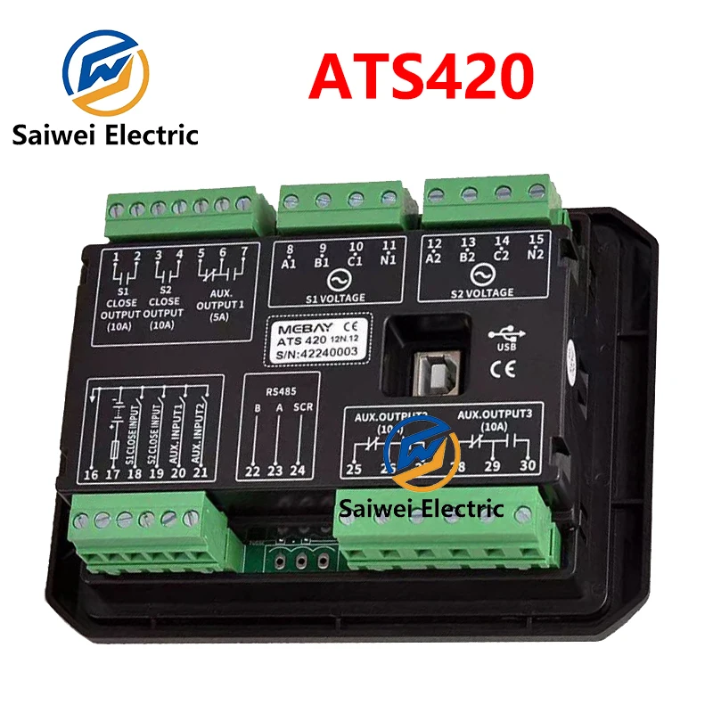 Mebay ATS420 ATS420R ATS Controller For Generator Dual Power Automatic Transfer Switch Control Module LCD Intelligent Programmab