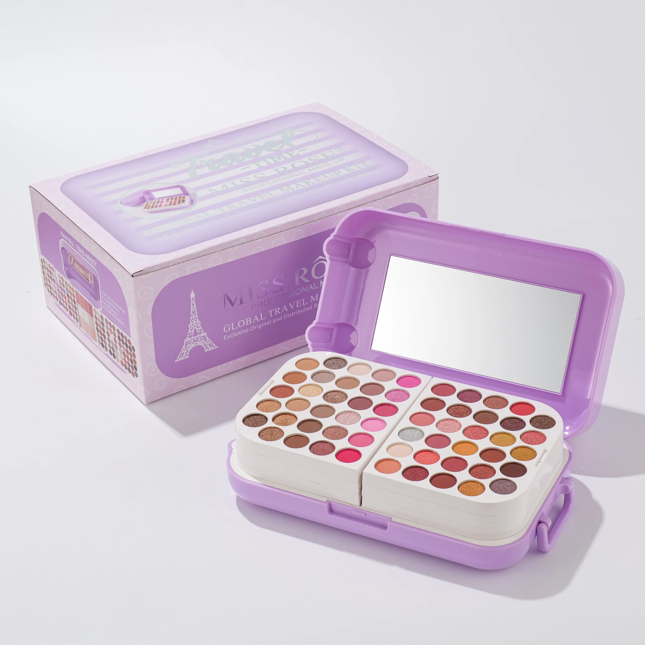 

Miss Rose Makeup Travel Case Makeup Plate Eye Shadow Powder Blusher Set One High Gloss Powder Lasting Makeup With Mirror