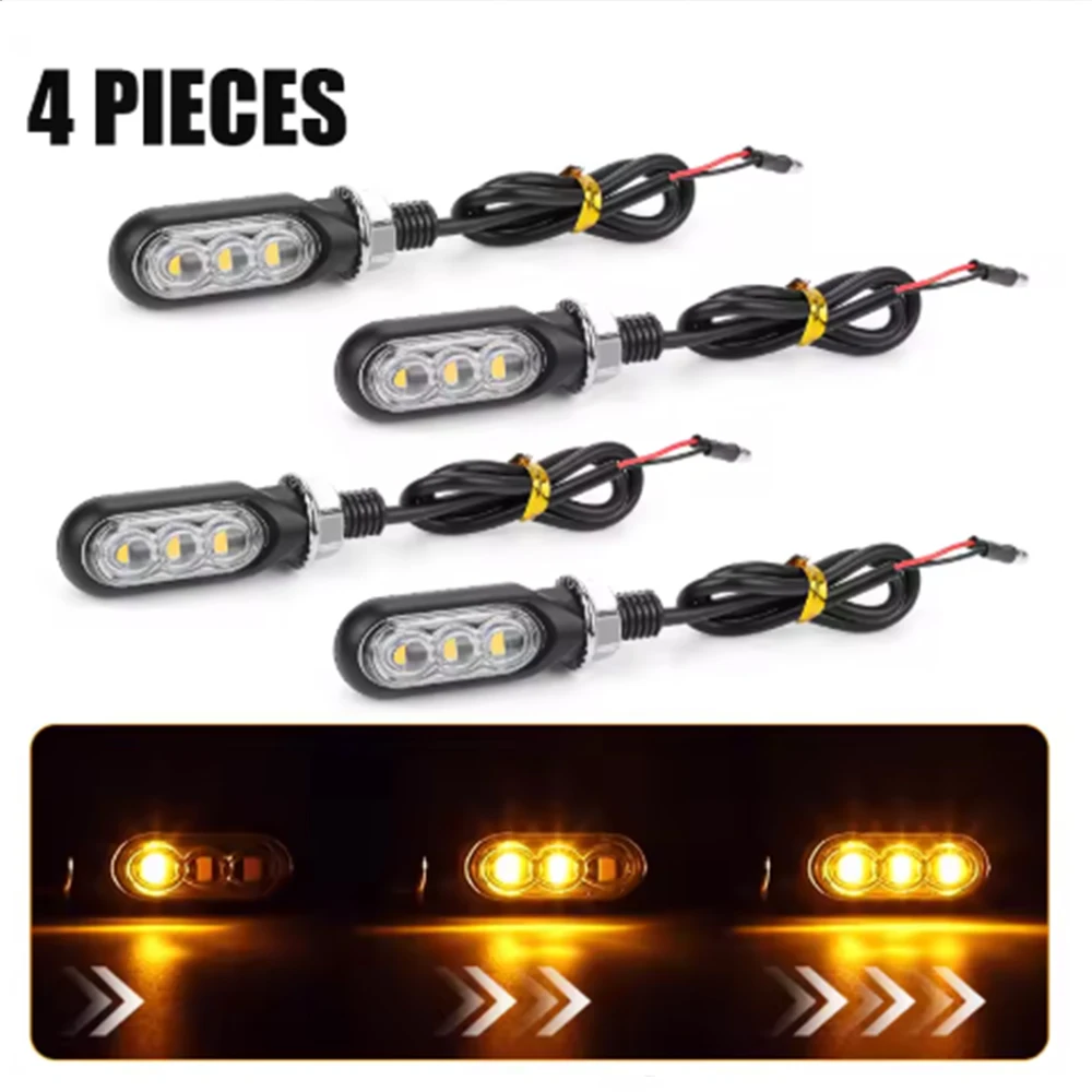 4 قطعة دراجة نارية بدوره أضواء الإشارة تتدفق مصباح إشارة الاتجاه المتقطع موتو لكاواساكي ياماها مقهى المتسابق #4