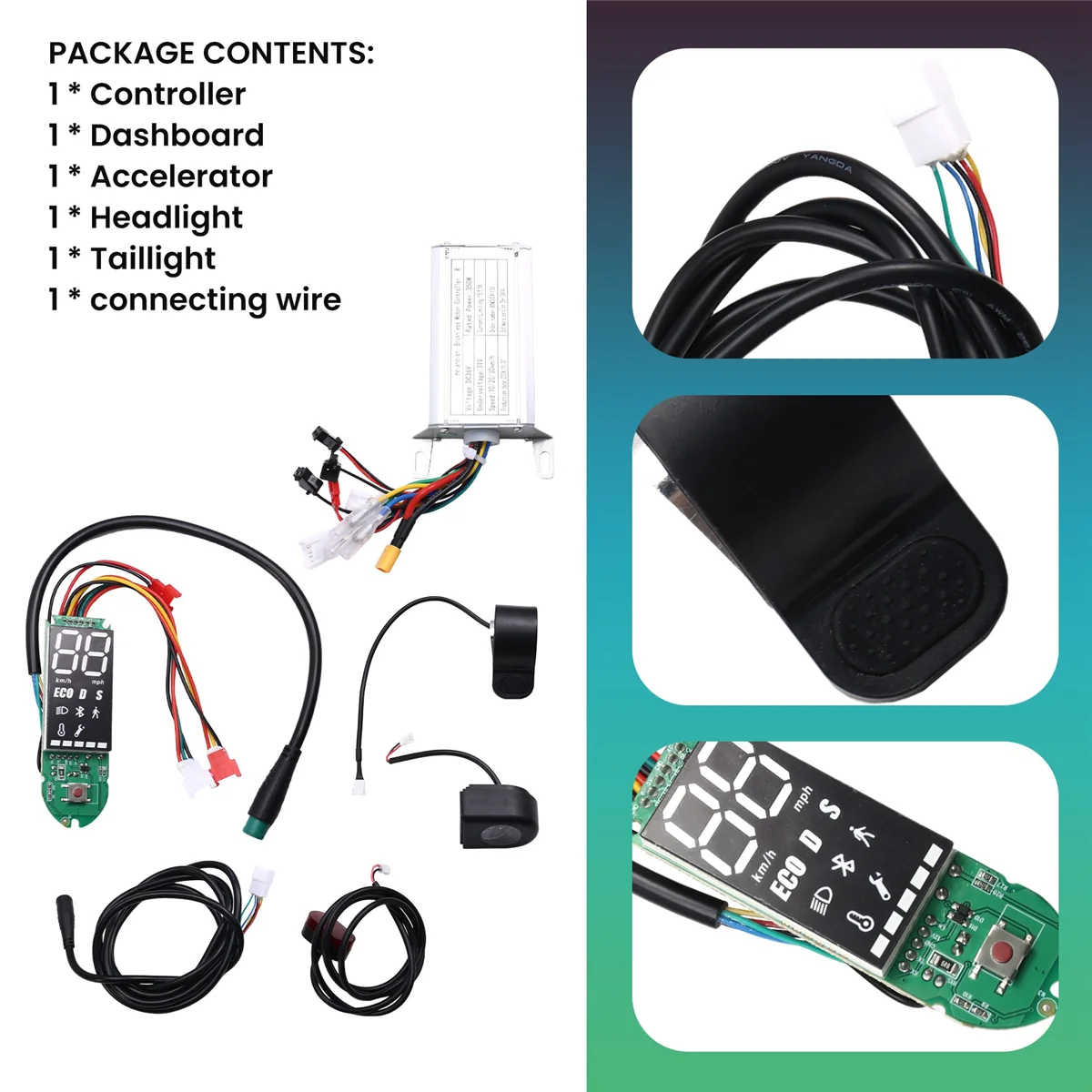 

ABXY 36V 350W Controller Dashboard Accelerator Scooter Replace Kit for E-Scooter Controller Dashboard Accelerator Scooter