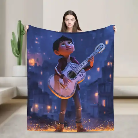 Coco Movie Cartoon Knitted Blankets Fleece  Warm Throw Blanket for Airplane Travel Bedroom Quilt