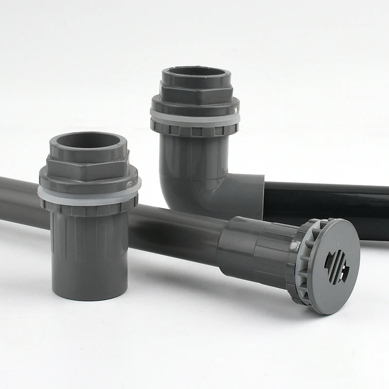 Engrossar Aquarium Overflow Juntas, Tubo de PVC Cinza, 90 ° Cotovelo Conectores Diretos, Entrada de Irrigação Jardim, saída dreno encaixe, 20-50mm
