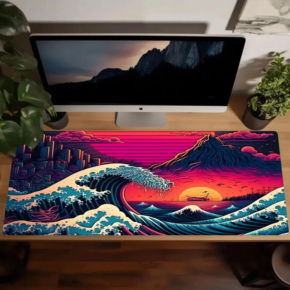 1200x600mm Table Mat PC Game Keyboard Pads Oversize Great Wave Art HD Mousepad Game Desk Pad Natural Rubber Mice Pad Alfombrilla