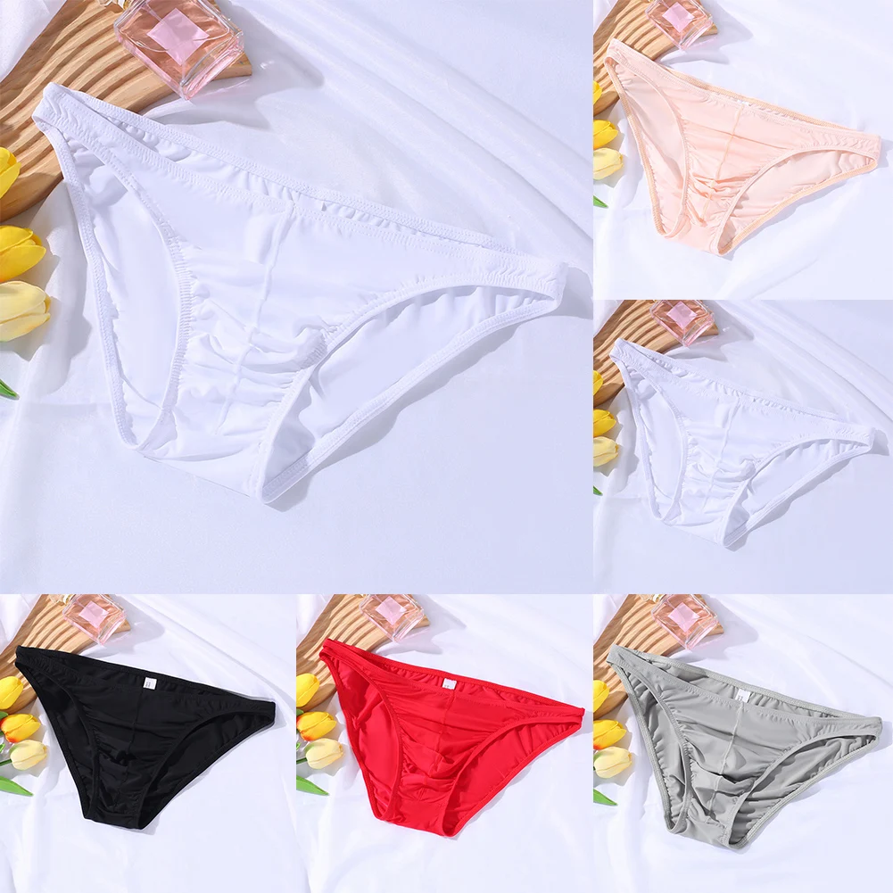 

Thin Transparent Lingerie Shorts Mens Ice Silk Silky Sexy Briefs Low Waist Underwear Comfortable Breathable Panties