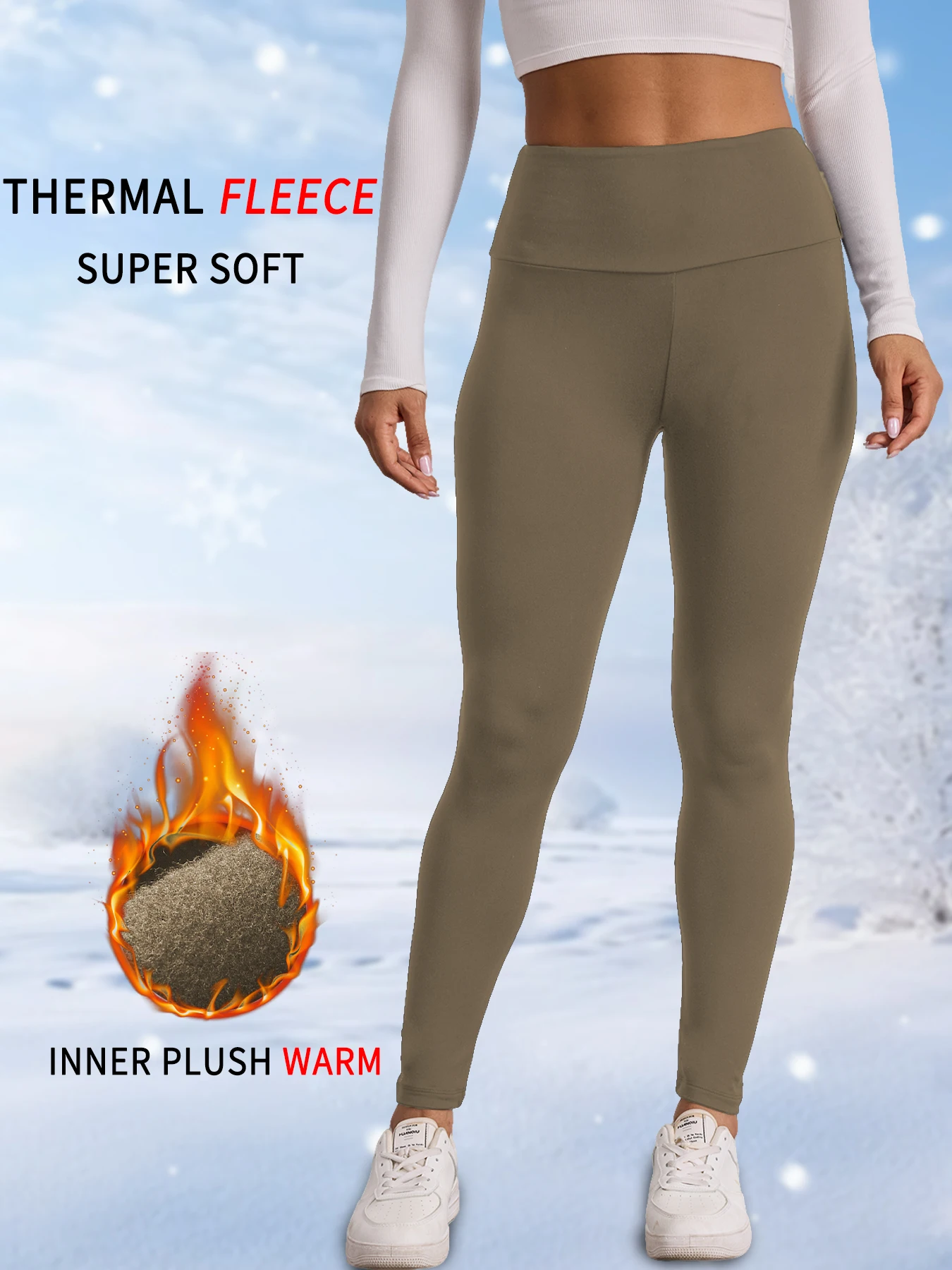 

Women's winter running leggings. High waist design provides coverage and comfort for yoga and workout sessions