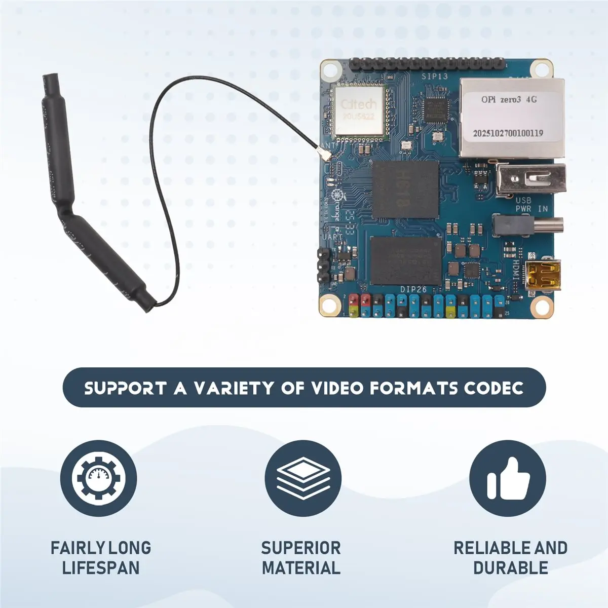 

[ABDH] Для Orange Pi Zero 3 4 ГБ ОЗУ, одноплатный компьютер с чипом Allwinner H618, Wi-Fi, LPDDR4, Gigabit, плата для разработки Zero 3 4 ГБ