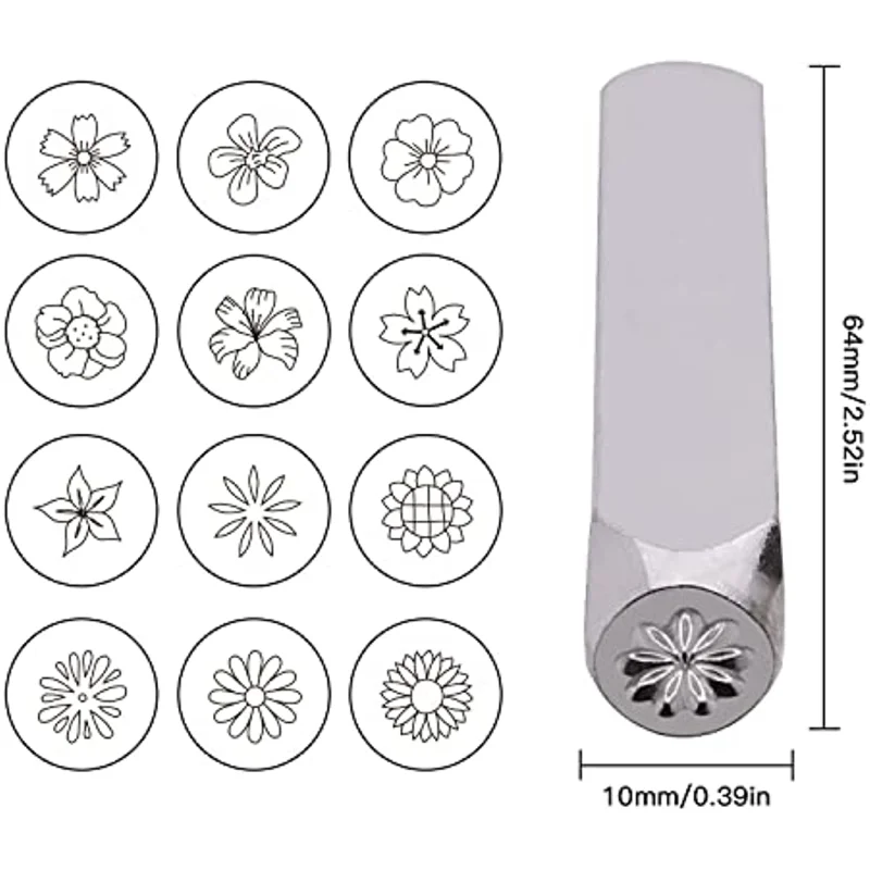 Набор штампов с цветочным узором, 6 мм, 12 шт./комплект
