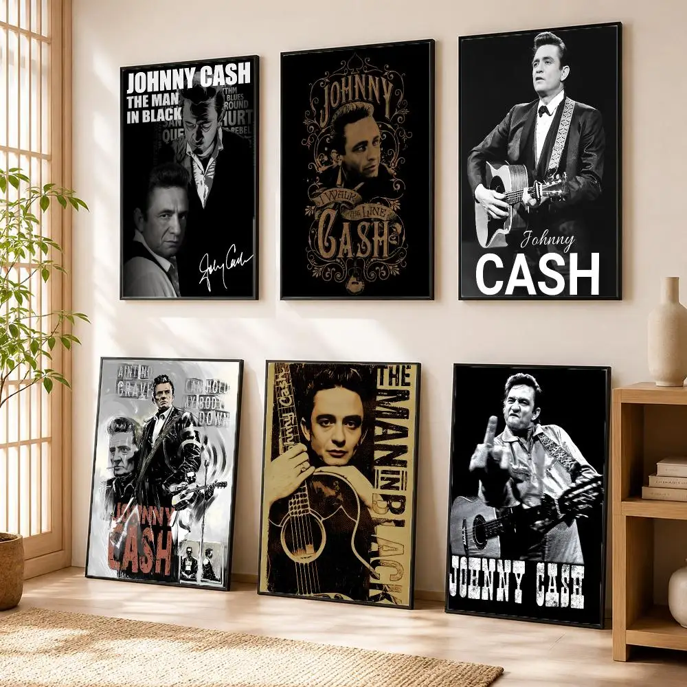 J-Johnny Cash Singer Rapper Poster Modern Home Living Bedroom Bar Hallway Waterproof Wall Art Aesthetic Decor