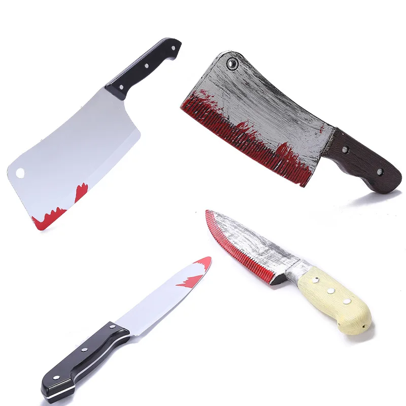 Halloween 30cm Faked Bloody Sharp Knife for Costume DIY Cosplay Props Decor Simulation Plastic Kitchen Knife Horror Party Supply