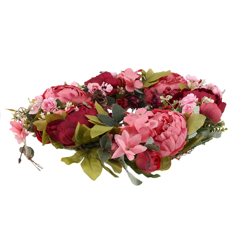 Casamento lei 16 polegadas peônia grinalda flor artificial porta grinalda com primavera grinalda para