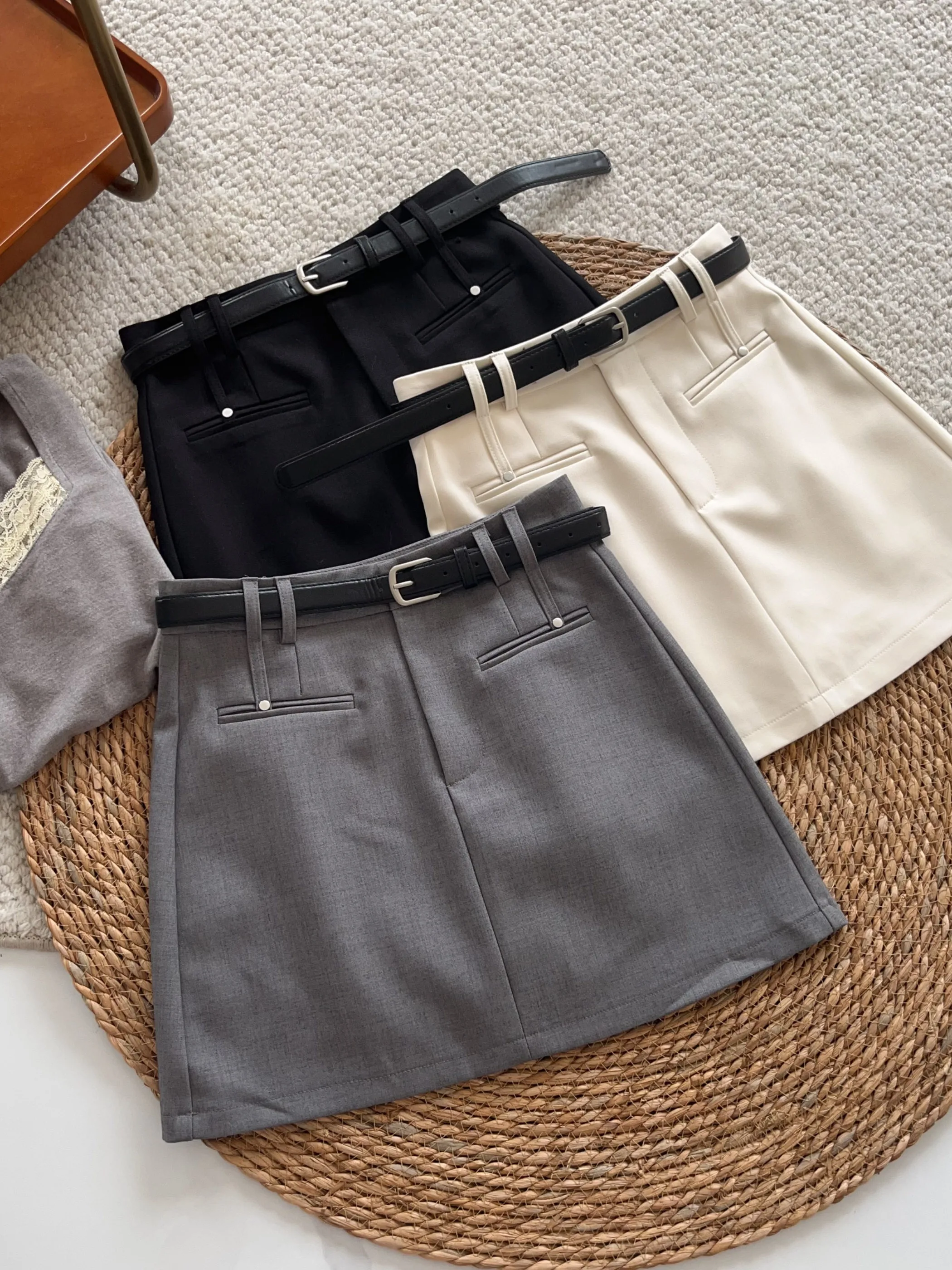 

Юбка-трапеция с высокой талией и поясом для похудения, в корейском стиле, для повседневной носки, из полиэстера, для женщин