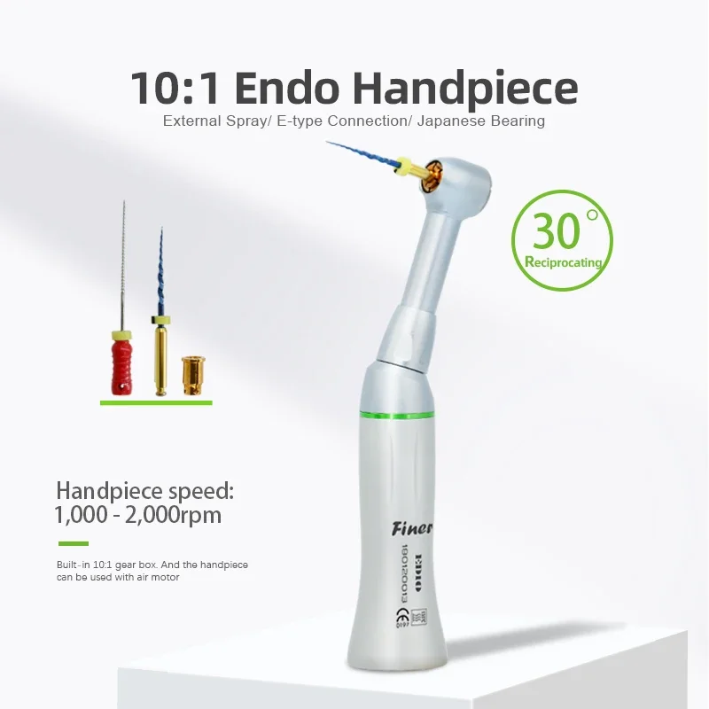 Dental 10:1 Reciprocating Endo Handpiece Green Ring Speed Reduction Endodontic Contra Angle Handpiece for Root Canal Treatment