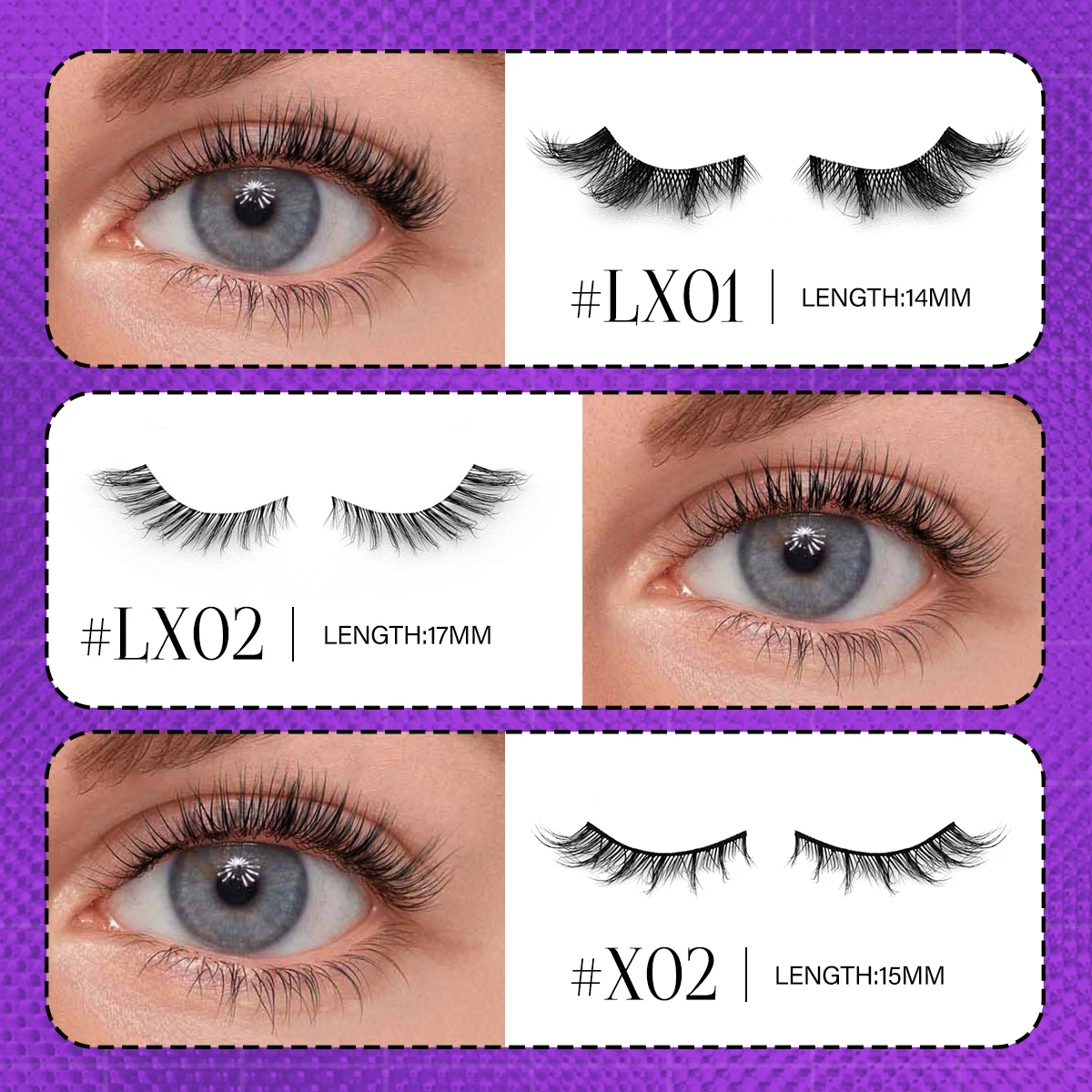 GROINNEYA Cat Eye Lashes Winged End Eye Elongated Eyelashes Natural Look Soft Cross Wispy Full Strip Lashes Eyelash Extension