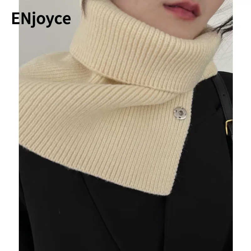 

ENjoyce Fall Winter New Knitted Scarf Folden High Collar Women Shawl Scarf Thick Knitted Sweater Warm Shawl Pashmina Scarf Gift