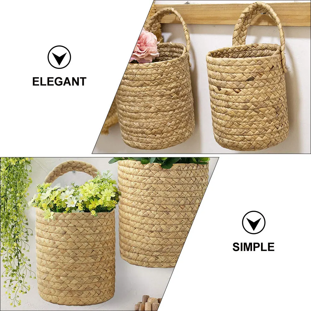 

1Pcs Seagrass Woven Storage Basket Handmade Portable Organizer for Home Desktop Flower Hanging Plant Basket Eco-Friendly Natural