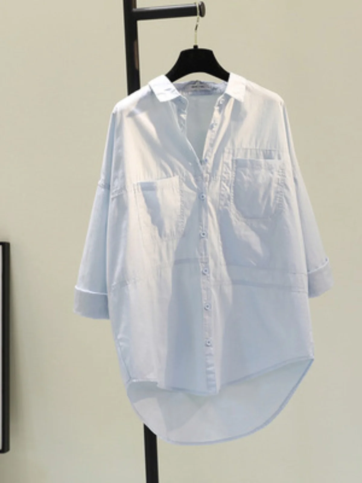 

Свободная повседневная женская блузка Long Sve irt, удобная дышащая, модная, женская блузка премиум-класса средней длины