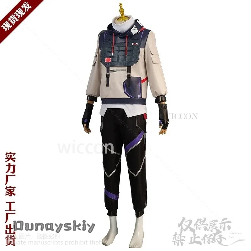 

asdh8@Anime Game Valorant Cosplay ISO Costume Hoodie Pant Vest Uniform Wigs Set For Halloween Christmas Party Man Cos Customized