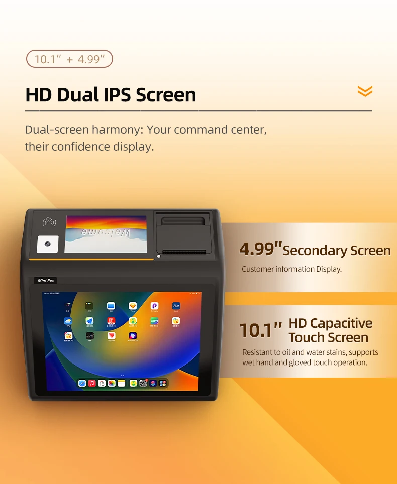 D3-Mini Smart Android POS Terminal Compact Thermal Printer for Catering Restaurants and Stores with NFC SDK 4+64GB