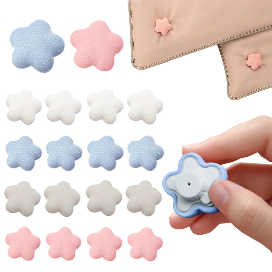 

8pcs Flower Quilt Holder One Key to Unlock Bed Sheet Duvet Cover Fastener Clips Anti-slip Blanket Buckles Comforter Fixer Pins