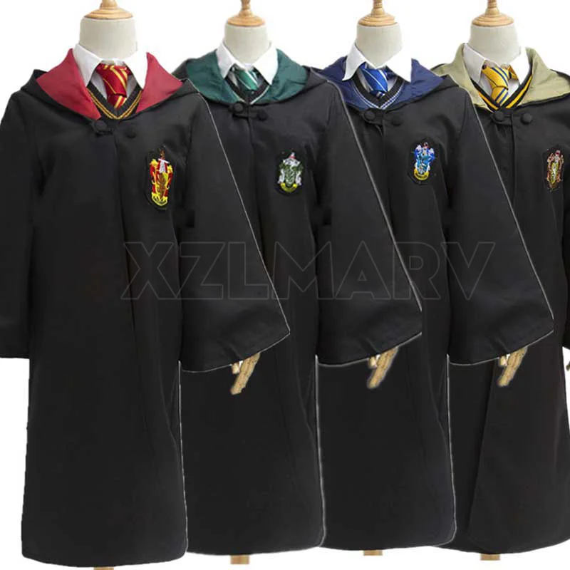 Women Girls Costume Halloween Outfit For Kids Adult Slytherin Accessories Dress Up Robe Cloack School Uniform Purim 2025 Cosplay