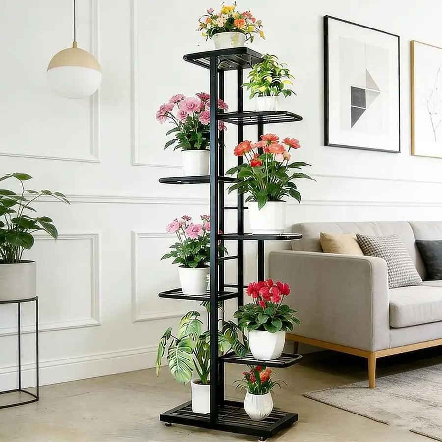 Plant Stand, 7 Tier 8 Potted Plant Stand, Blends Seamlessly Into Corners, Turning Unused Space Into A Stylish Display Space, Max