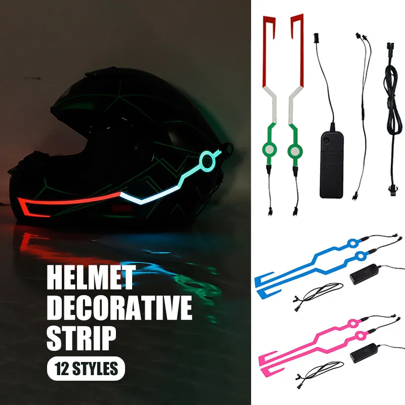 NEW Motorcycle Helmet LED Cold Light Strip Waterproof Self-adhesive Stickers Modified Decoration Reflective Night Safe Cycling