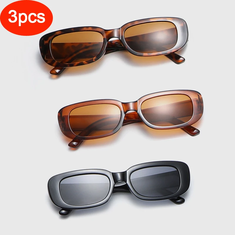 2 pcs/3 pcs Kleine Rechthoek Frame Zonnebril Voor Vrouwen Mannen Snoep Kleur Y2K Mode Zonnebril Vintage outdoor Brillen UV400