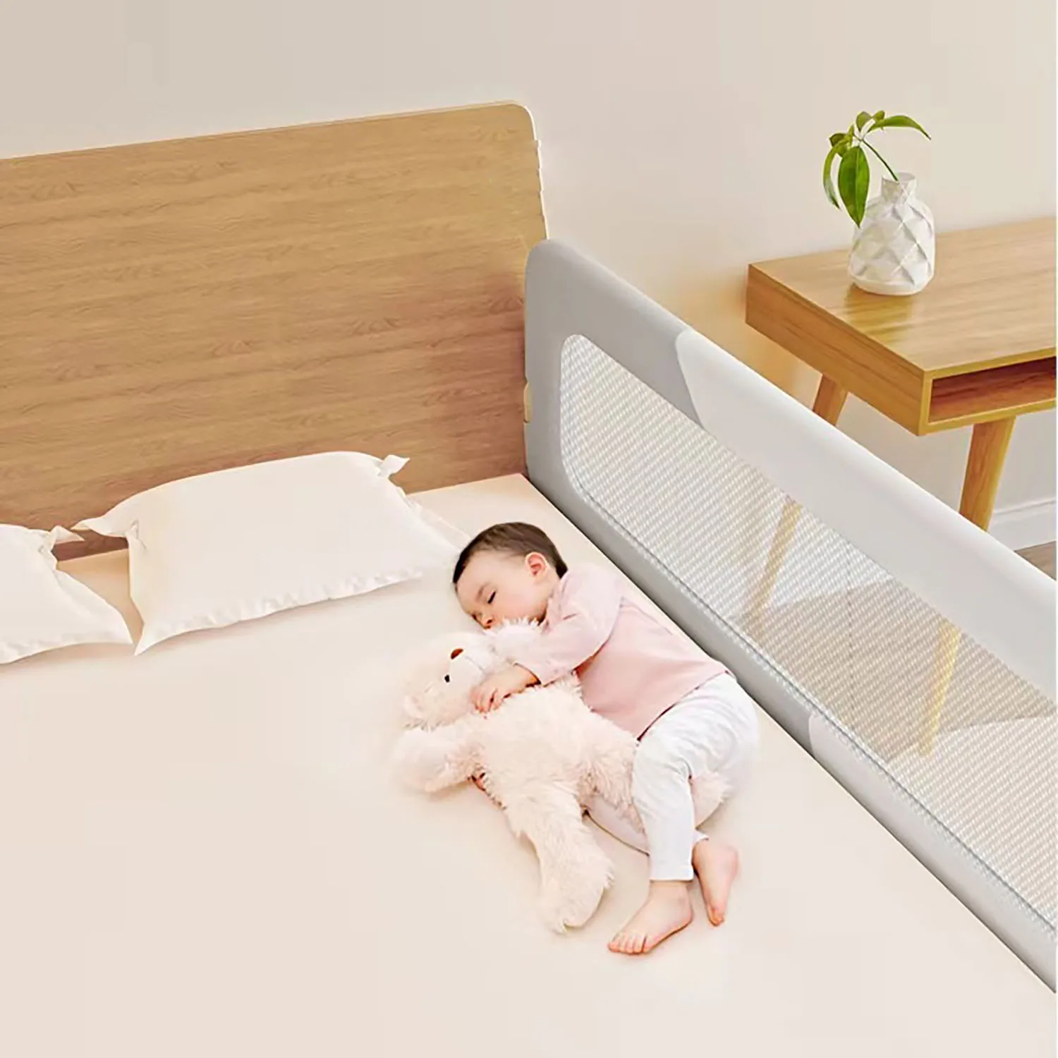 150cm Baby Bed Guard Rails Fence Baby Anti-fall Bedside Blocking Travel Folding Convenient Guardrail 1-side (59 inch)