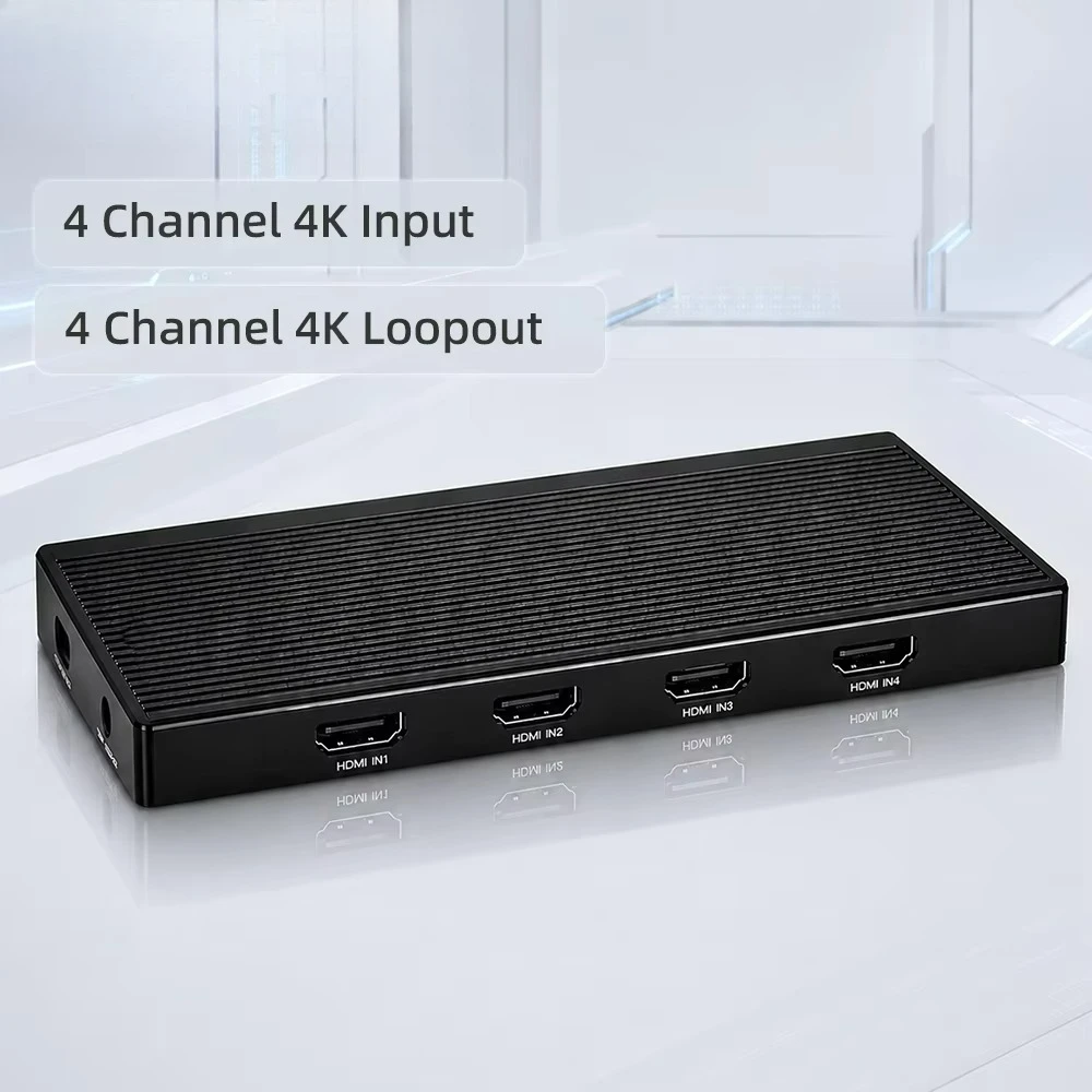 4 Channels 4K60 HDMI to USB 3.2 Capture Card, 10Gbps Video Switcher with 4K60 Loop-out for OBS VMix Broadcast