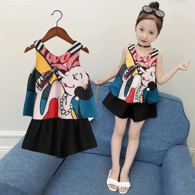 

Girls Summer for Sets New Vest Shorts Chiffon 2 Pieces Baby Suit Kids 8 Years Vest+Baggy Shorts Children's Clothing Kids Clothes