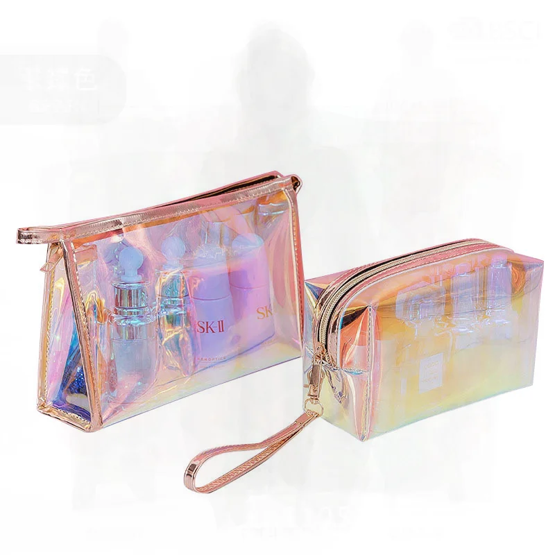 TPU Cosmetic Bag Laser Cut Transparent Portable Magic Travel Wash Bag for Home Storage Cross-Border