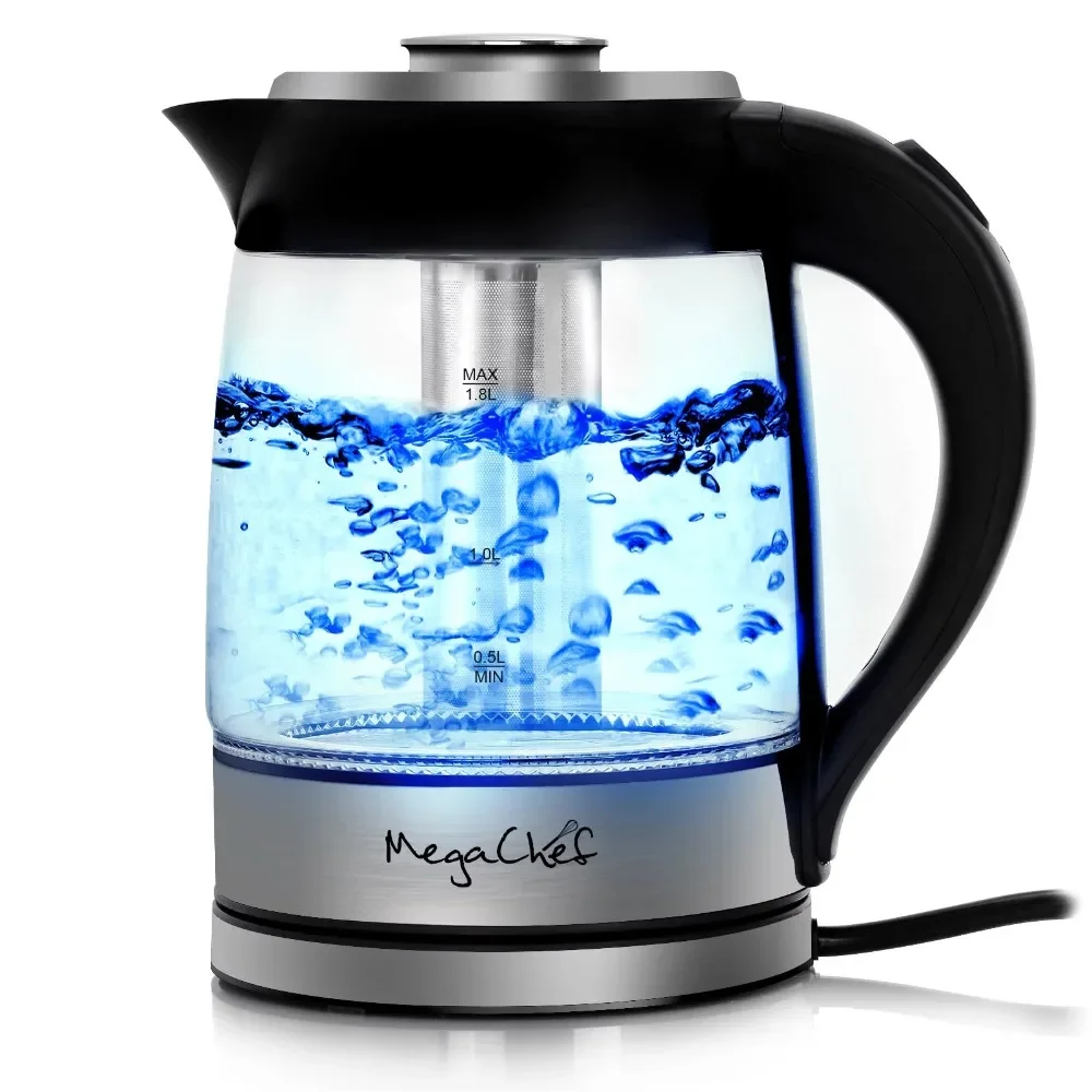 1.8 Liter Cordless Glass and Stainless Steel  Tea Kettle with Tea Infuser