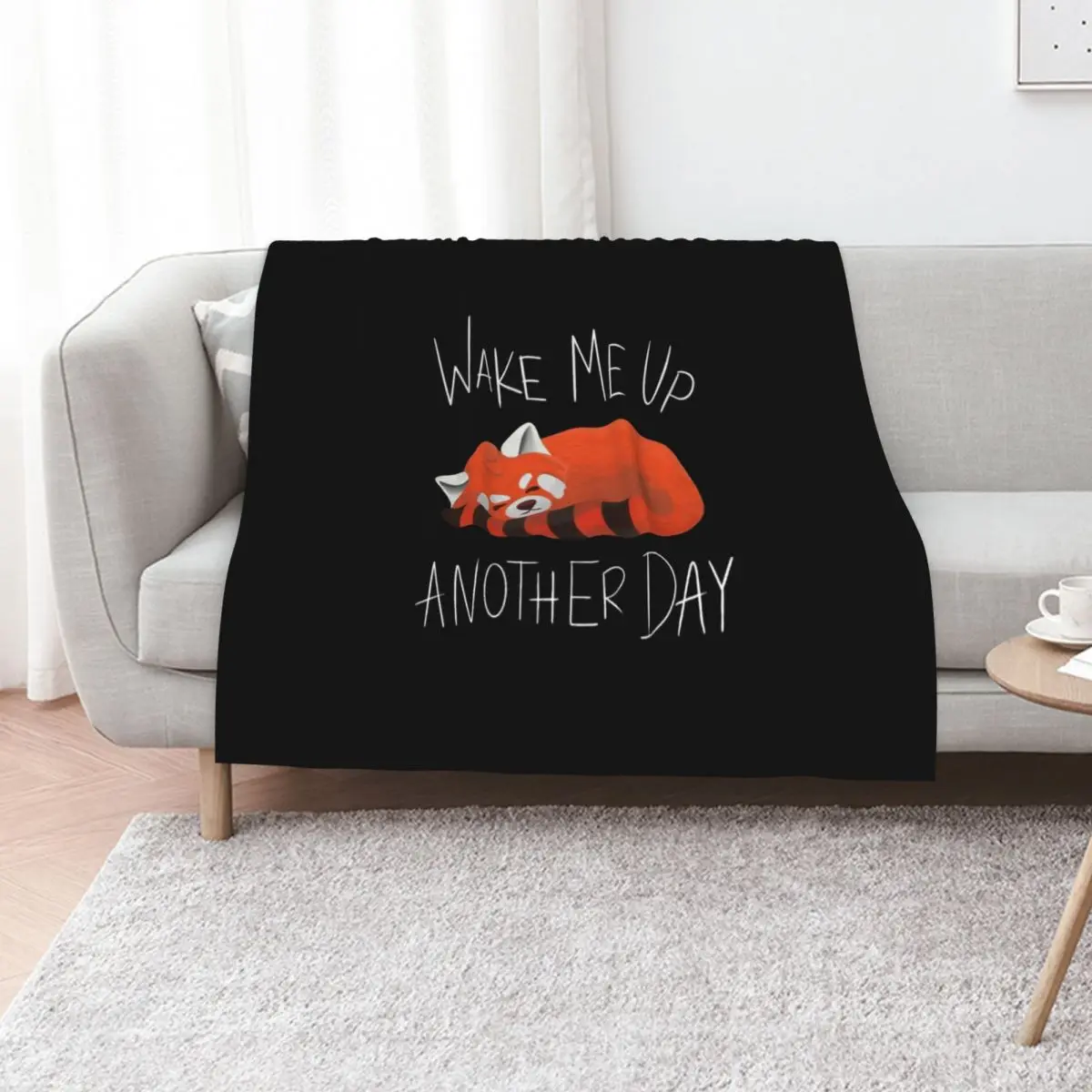 wake me up another day red panda Throw Blanket Travel Size Cozy Blanket for Plane Train