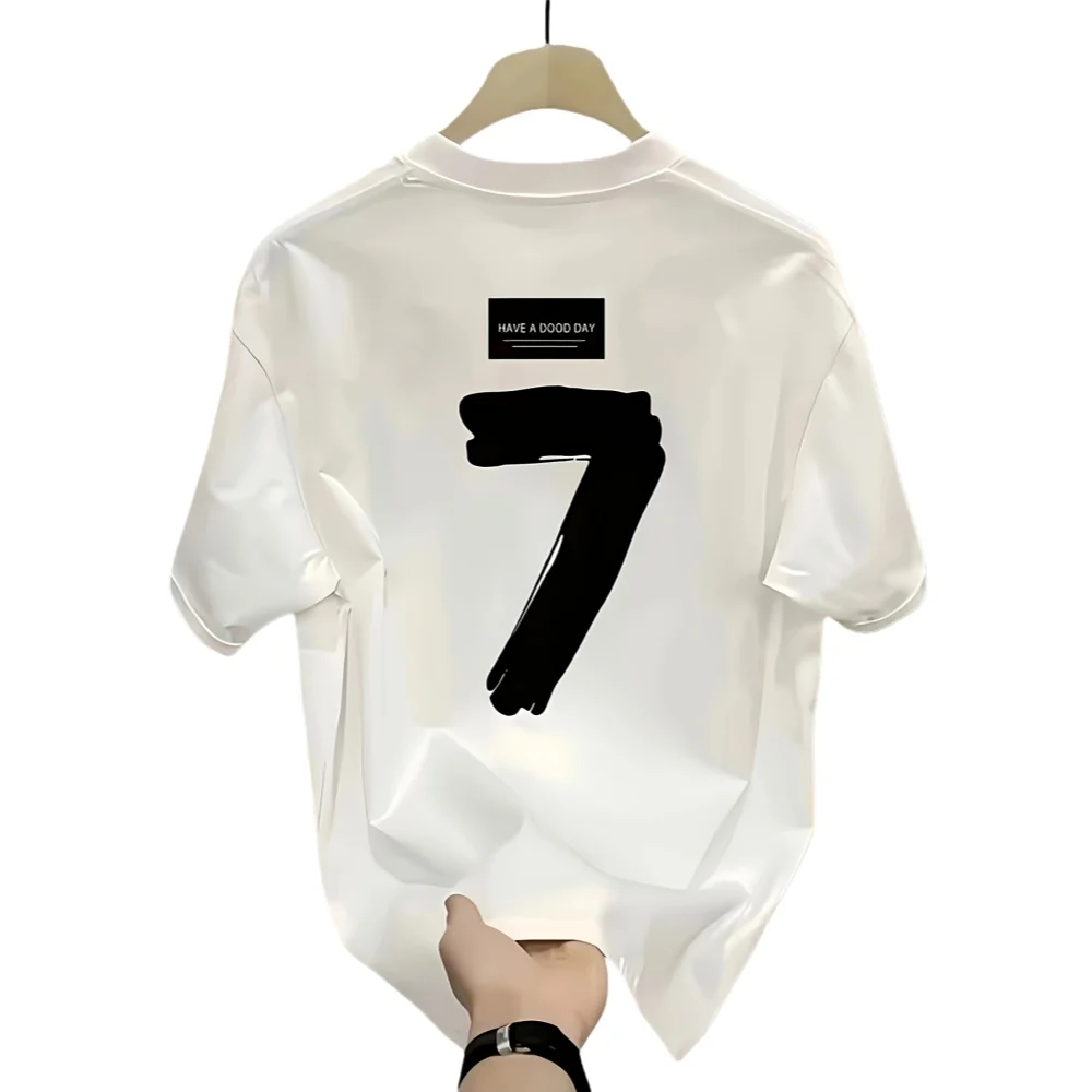 

Мужская модная футболка с 3D-печатью и ярким рисунком цифры «7», новая летняя дышащая спортивная футболка, оригинальная и креативная