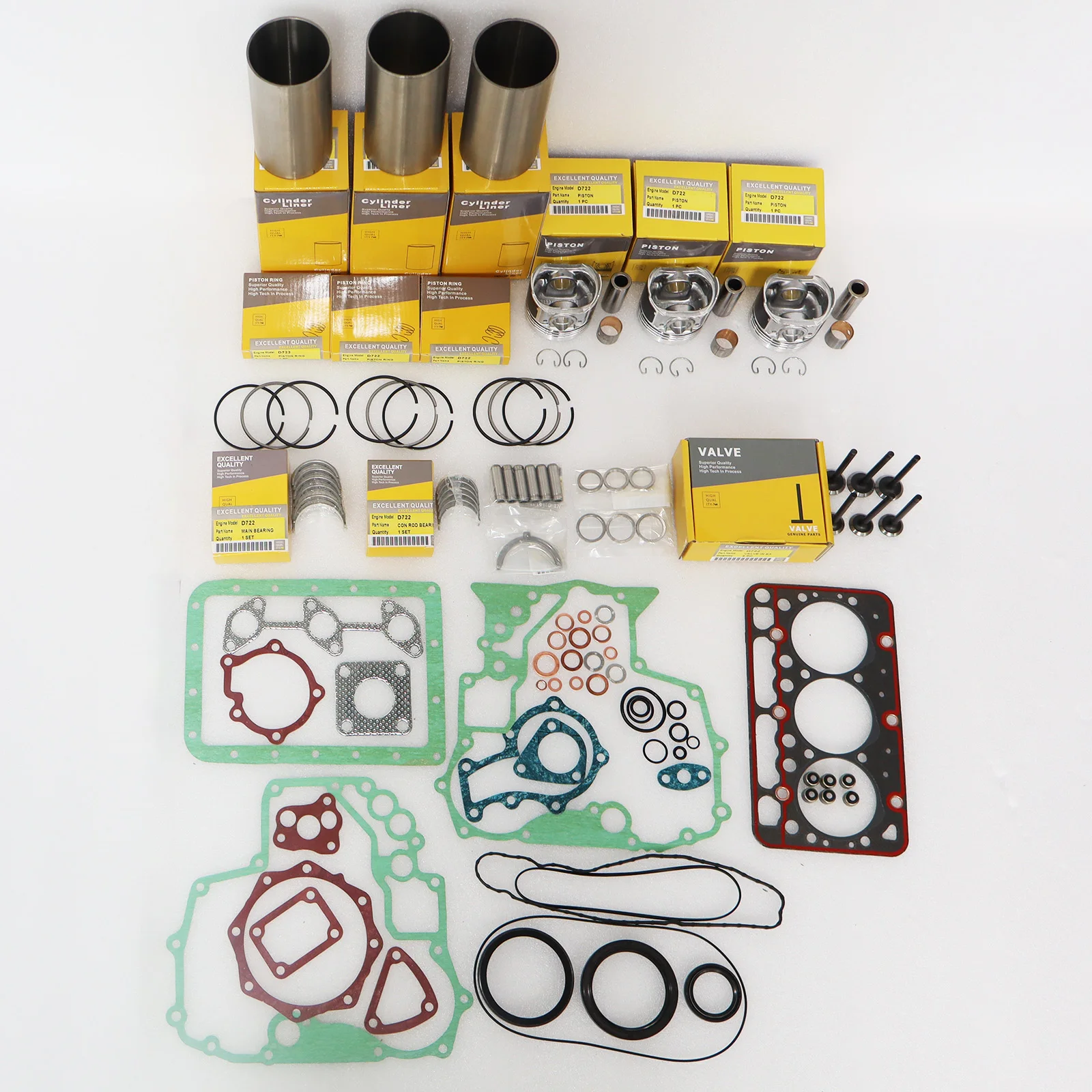 Overhaul Rebuild Repair Kit For Kubota D722 D722EBH D722E Engine K008 K008-3 Excavator ZD18 Zero Turn Mower B7300HSD B7400HSD